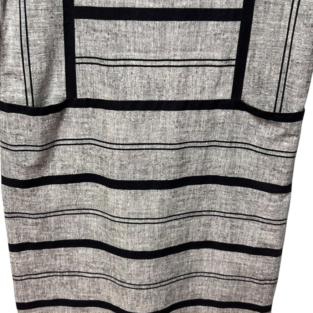 Vintage Serbin by Marianne Striped Dress Minimalist Black and Gray Shift Dress-M - Picture 3 of 9